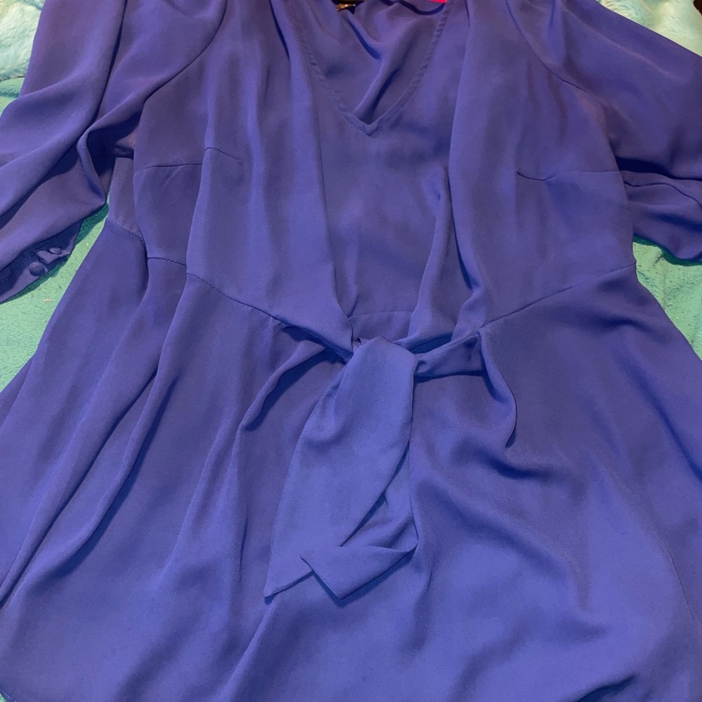 Torrid Vibrant Blue Georgette Tie Style Blouse